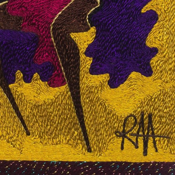 Alternate image for Handmade Silk Wall Art of African Warriors from Ghana Final Warriors