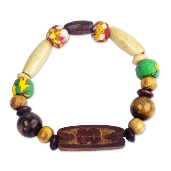Alternate image for Glass and Bamboo Beaded Unity Bracelet with Tigers Eye Each is a Link