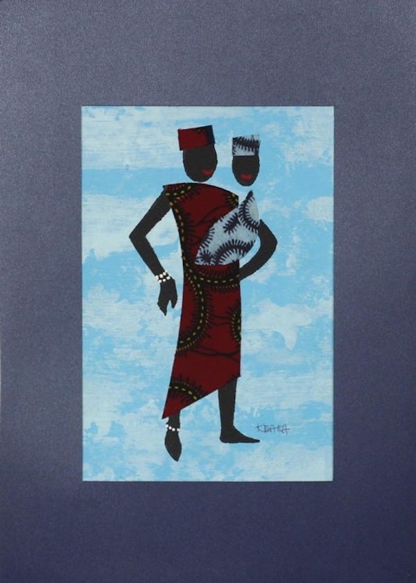 Alternate image for Father and Child Painting with Red and Blue Cotton Accents Fathers Pride I