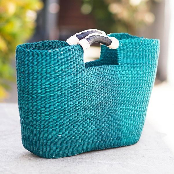 Alternate image for Natural Fiber and Leather Handle Handbag Saturday Market in Green