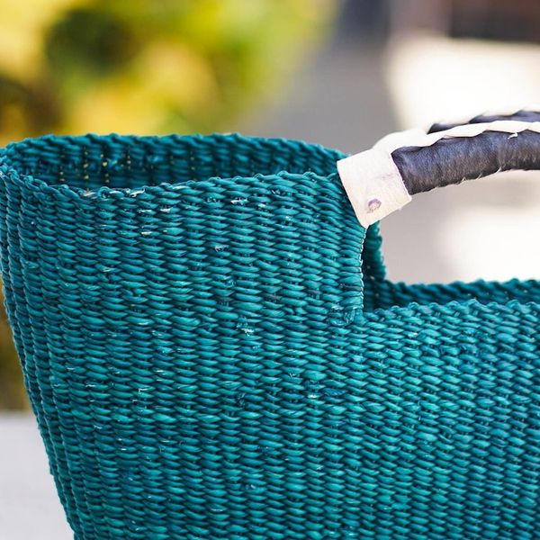 Alternate image for Natural Fiber and Leather Handle Handbag Saturday Market in Green