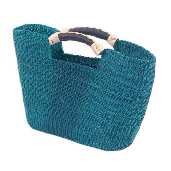 Alternate image for Natural Fiber and Leather Handle Handbag Saturday Market in Green