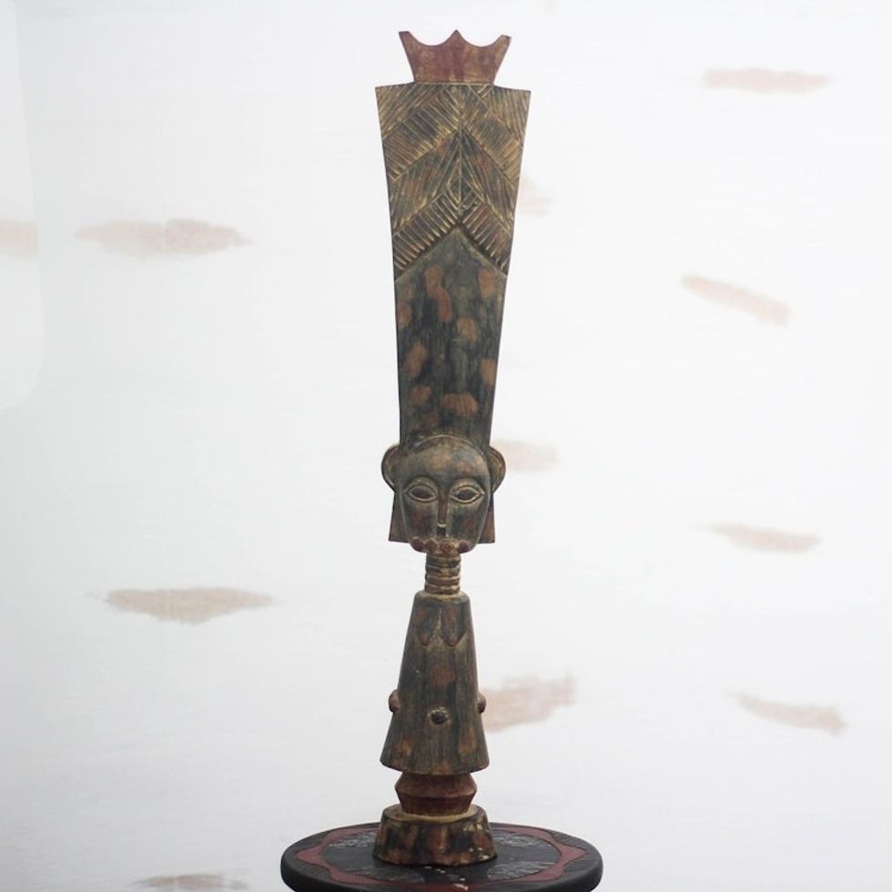 Cultural Wood Statuette by a Ghanaian Artisan 'Asantewaa Pride'