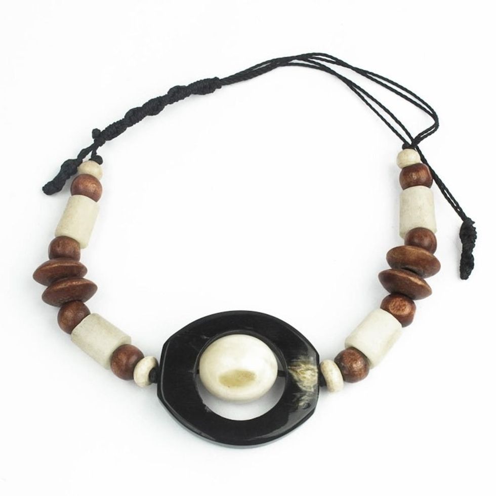 Brown Ivory African Beaded Unity Bracelet from Ghana 'Be As One'
