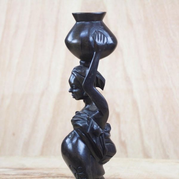 Alternate image for Handcrafted Ebony Wood Pregnant Woman Sculpture from Ghana Motherly Carrier