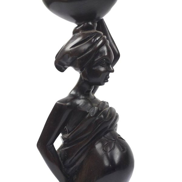 Alternate image for Handcrafted Ebony Wood Pregnant Woman Sculpture from Ghana Motherly Carrier