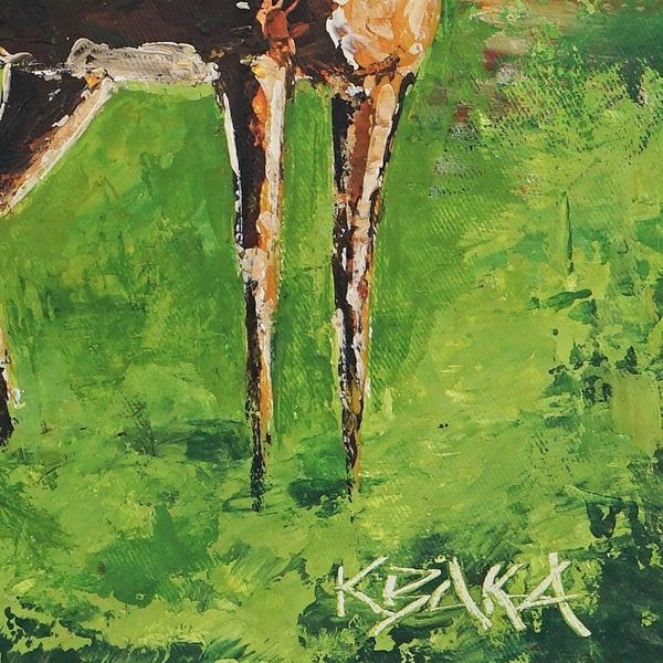 Alternate image for Signed Acrylic Antelope Painting on Canvas Antelope