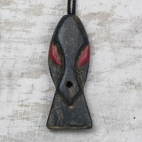 Alternate image for Wood African Mask Ornaments Crafted in Ghana Set of 3 Bedu Masks