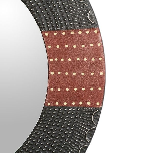 Alternate image for Dotted Wood and Aluminum Round Wall Mirror from Ghana Ahoufe Dots
