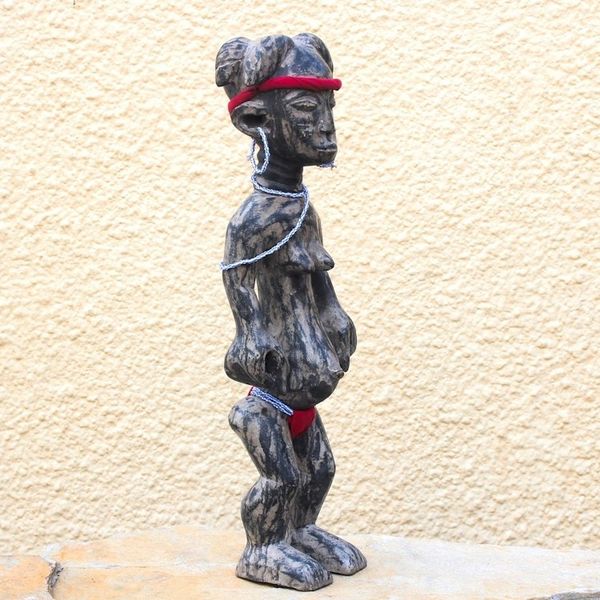 Alternate image for Sese Wood and Recycled Glass Bead Sculpture Female Warrior