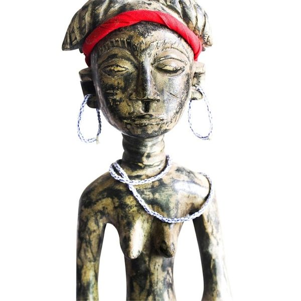 Alternate image for Sese Wood and Recycled Glass Bead Sculpture Female Warrior