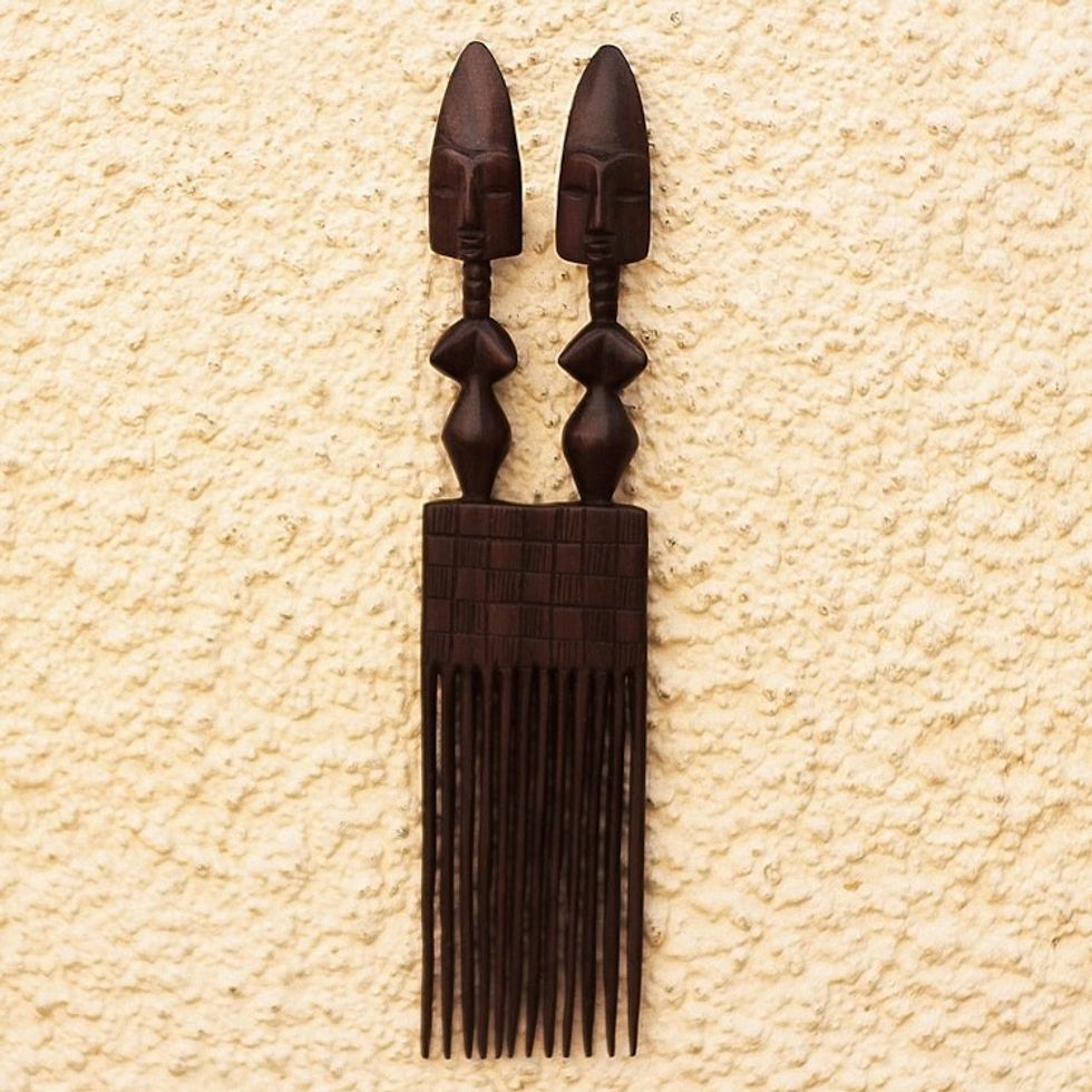 Handmade Mahogany Wood Wall Art 'Twins'