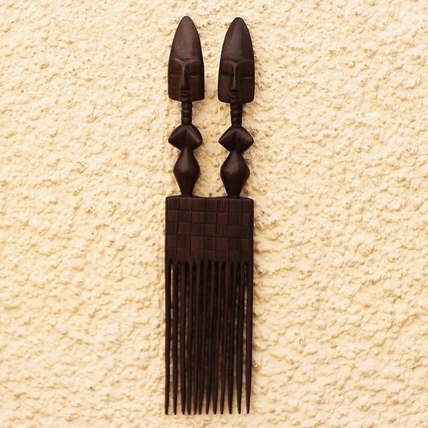 Alternate image for Handmade Mahogany Wood Wall Art Twins