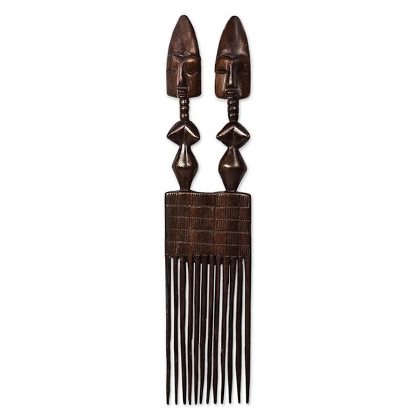 Alternate image for Handmade Mahogany Wood Wall Art Twins