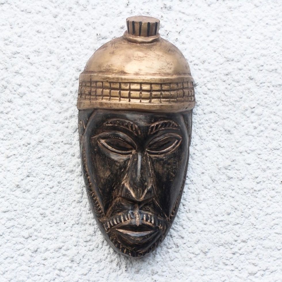 Sese Wood Mask of an African Chief from Ghana 'Oman Hene'