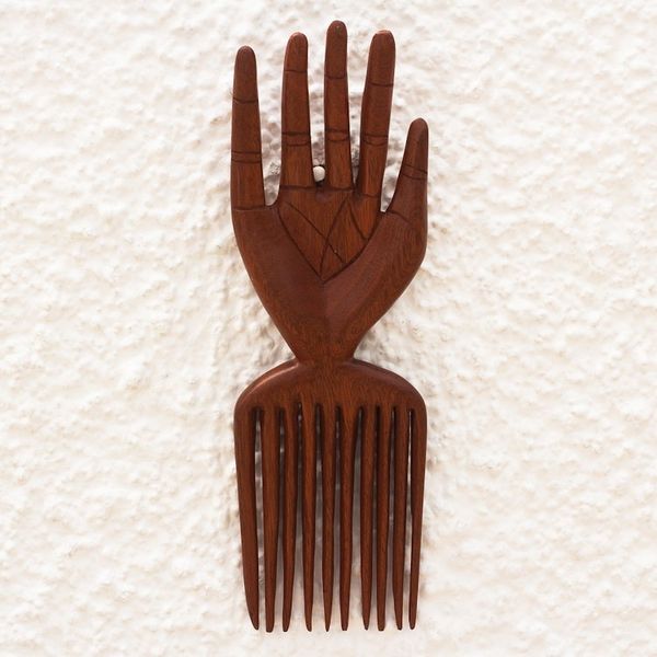 Alternate image for Hand Carved Mahogany Wood Wall Art All Fingers Are Not the Same