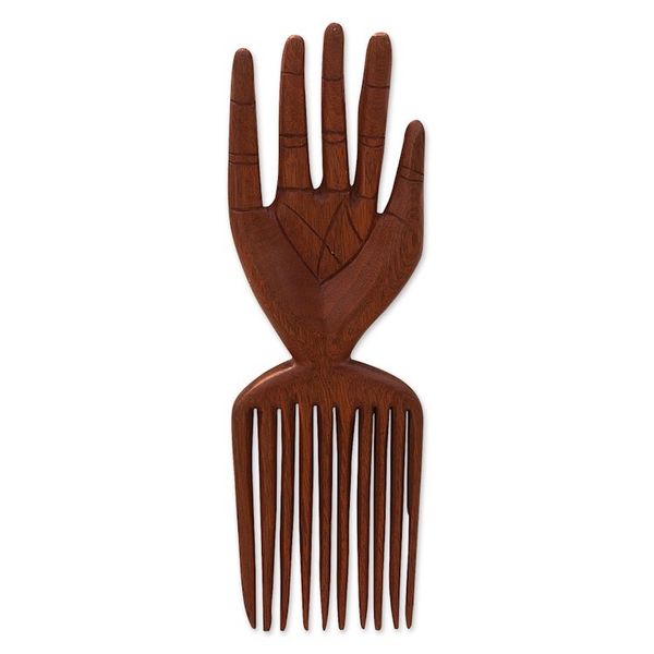 Alternate image for Hand Carved Mahogany Wood Wall Art All Fingers Are Not the Same
