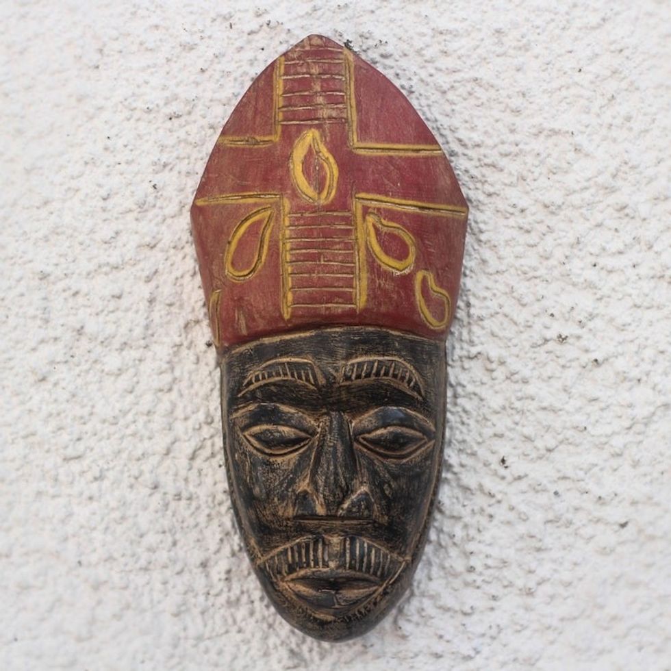 African Wood Mask of a Bishop from Ghana 'Bishop'