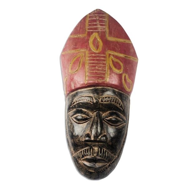 Alternate image for African Wood Mask of a Bishop from Ghana Bishop