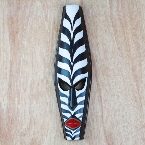 Alternate image for African Wood Mask with Zebra Motifs from Ghana Zebra Face