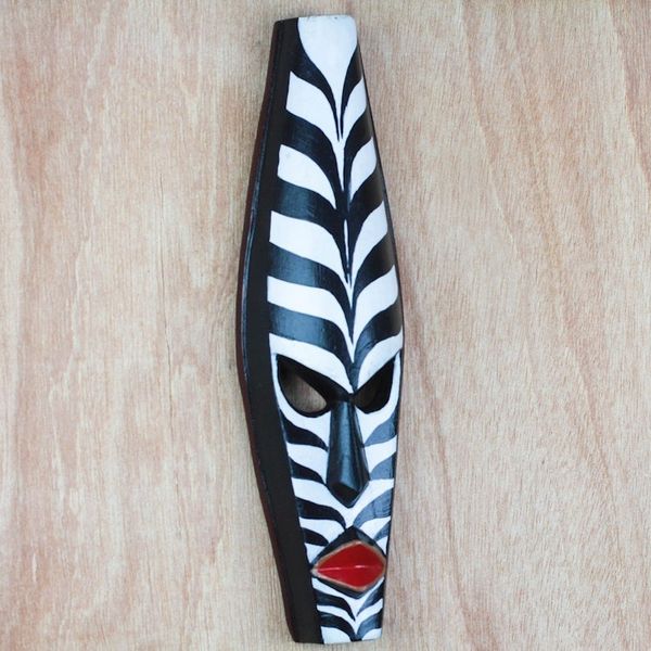 Alternate image for African Wood Mask with Zebra Motifs from Ghana Zebra Face