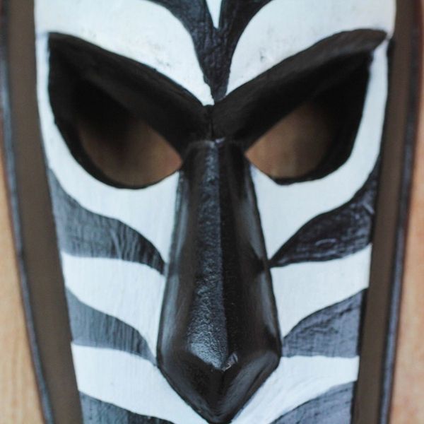 Alternate image for African Wood Mask with Zebra Motifs from Ghana Zebra Face