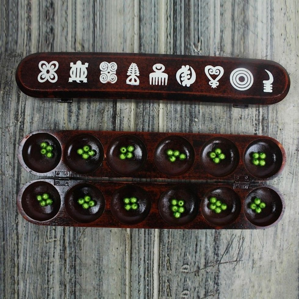 West African Math Teaching Tool Oware or Mancala Board Game 'Our Adinkra'