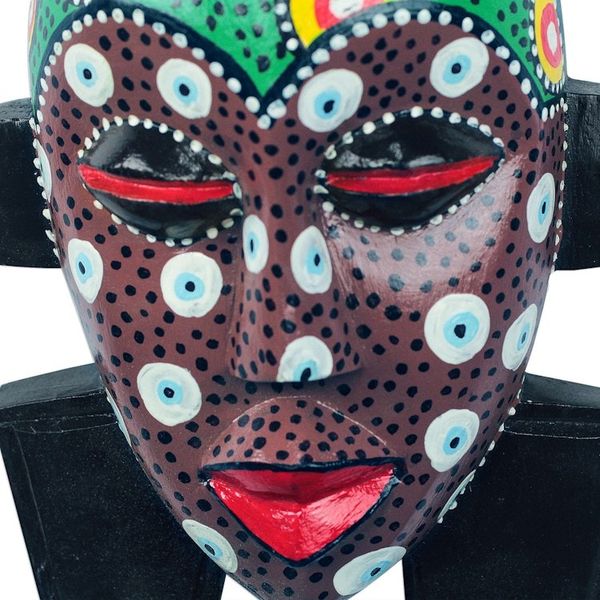 Alternate image for Multicolored African Wood Mask from Ghana Colorful Gidigidi