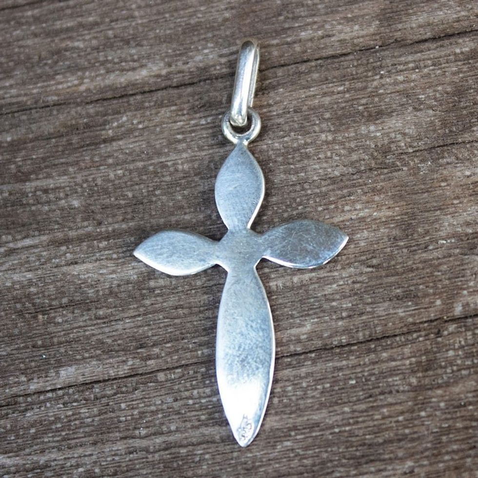Polished Sterling Silver Cross Pendant 'Humble Cross'