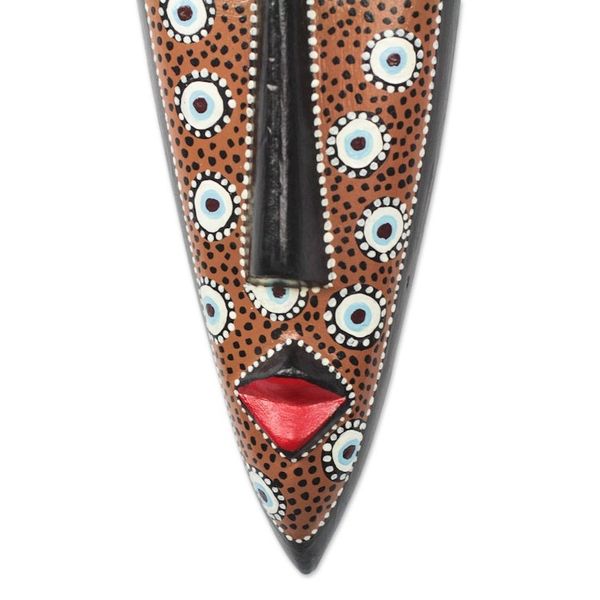 Alternate image for African Wood Mask in Brown from Ghana Giraffe Face
