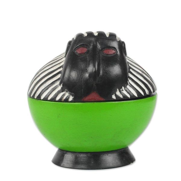 Alternate image for Handcrafted Sese Wood Monkey Decorative Jar from Ghana Monkey Keeper