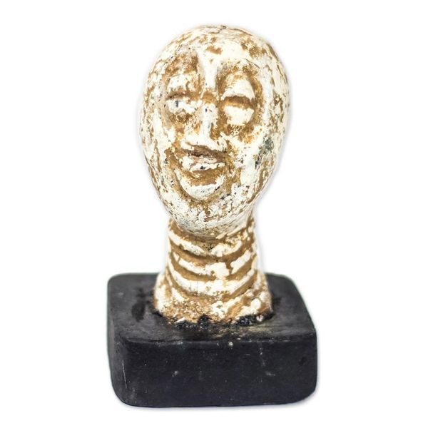Alternate image for Handcrafted Beige Ceramic Head Sculpture from Ghana Jolly Head