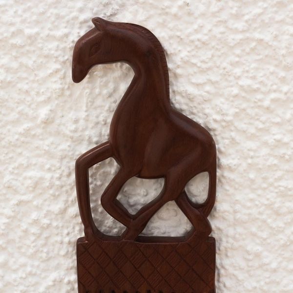 Alternate image for Mahogany Wood Horse-Motif Wall Art Horse Comb