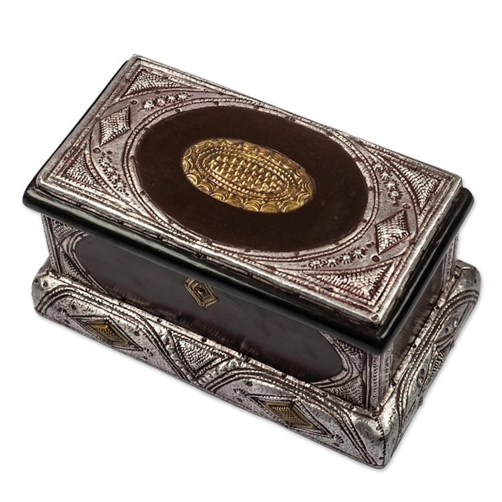 Sese Wood and Aluminum Plated Jewelry Box 'Royal Jewels'