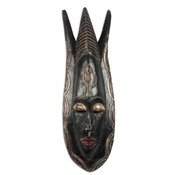 Alternate image for Fish-Themed African Wood Mask from Ghana Glorious Apata