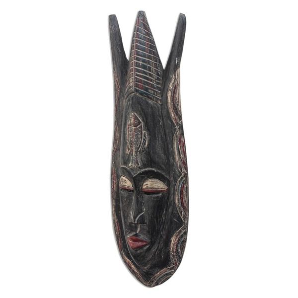 Alternate image for Fish-Themed African Wood Mask from Ghana Glorious Apata