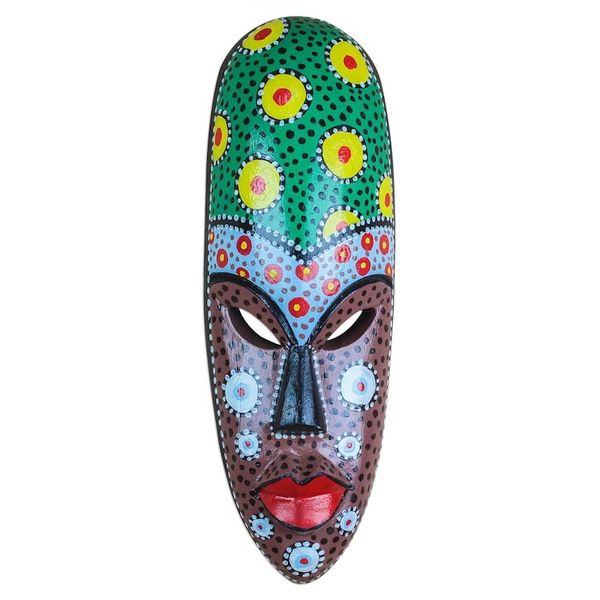 Alternate image for Painted African Wood Mask Crafted in Ghana Colorful Friend