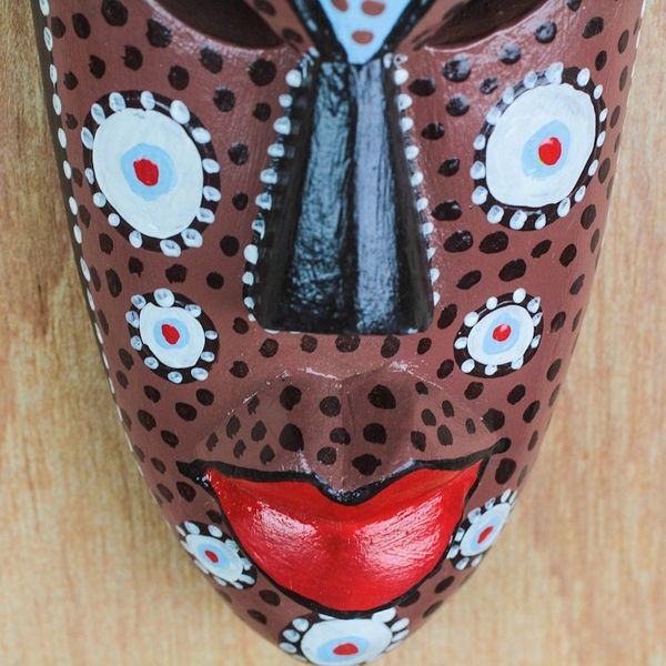 Alternate image for Painted African Wood Mask Crafted in Ghana Colorful Friend
