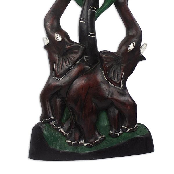 Alternate image for Hand Carved and Painted Elephant Wall Accent Elephant Couple