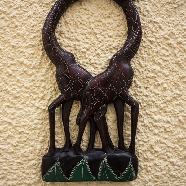 Alternate image for Hand Carved Giraffe Romance Wall Accent Giraffe Love