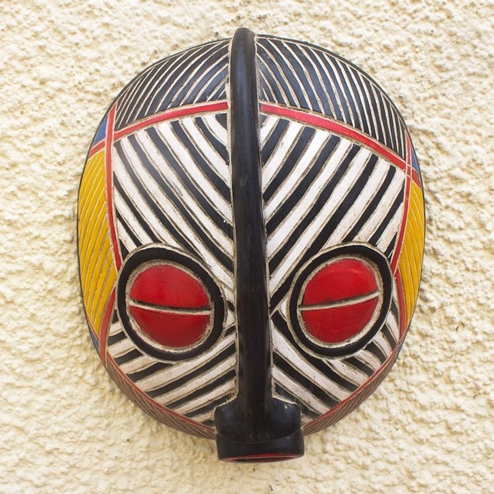 Striped African Sese Wood Mask 'Disanka'
