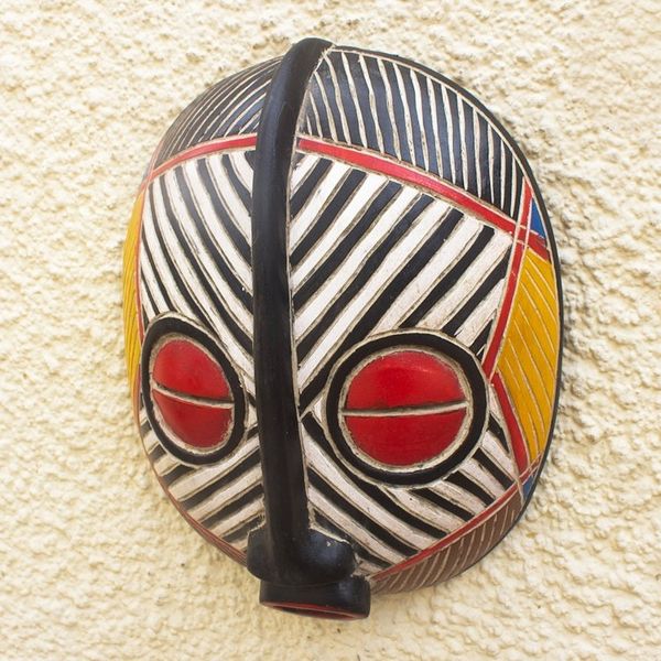 Alternate image for Striped African Sese Wood Mask Disanka