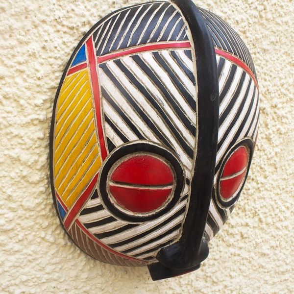 Alternate image for Striped African Sese Wood Mask Disanka