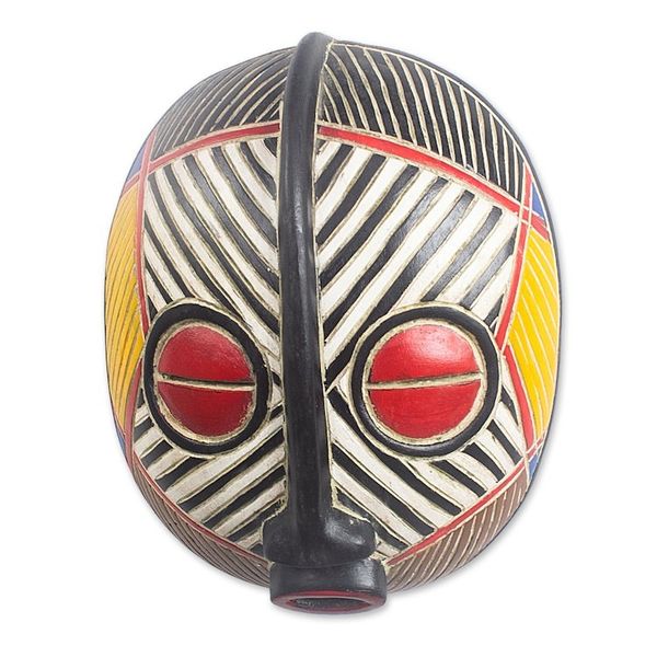 Alternate image for Striped African Sese Wood Mask Disanka