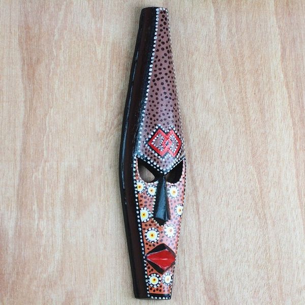 Alternate image for Painted African Wood Mask from Ghana Epa Face