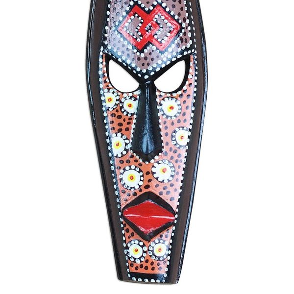 Alternate image for Painted African Wood Mask from Ghana Epa Face