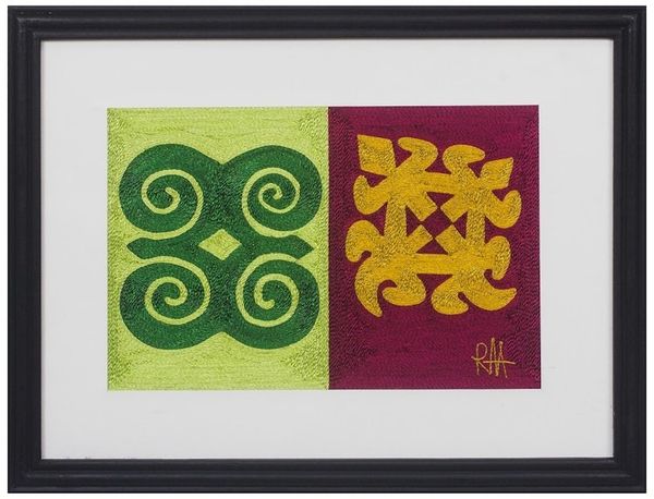 Alternate image for Handmade Adinkra-Themed Silk Wall Art from Ghana Adinkra Perfection