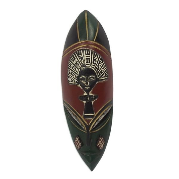 Alternate image for Hand Carved African Sese Wood Mask Doll