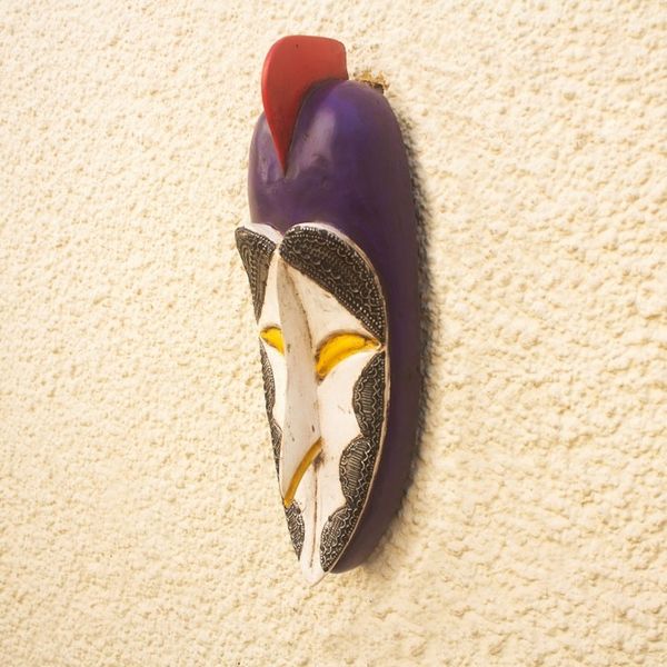Alternate image for Handcrafted African Sese Wood Mask with Aluminum Plates Cultural Life