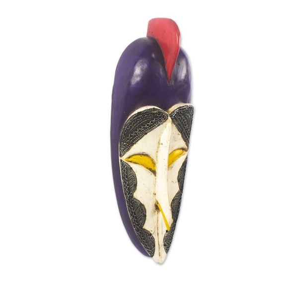 Alternate image for Handcrafted African Sese Wood Mask with Aluminum Plates Cultural Life
